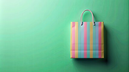 Colorful shopping bag on pastel green background, rendering, colorful, shopping bag, pastel green, background, rendering