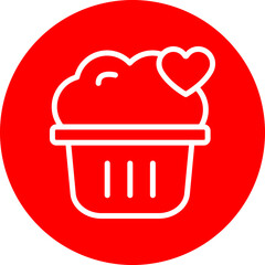 Muffin Vector Line White Circle Red