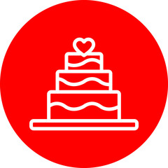 Wedding Cake Vector Line White Circle Red