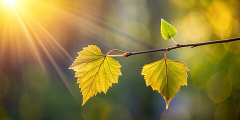 Obraz premium Graceful birch twig bathed in backlight , nature, birch tree, twig, graceful, delicate, sunlight, backlit, illuminated