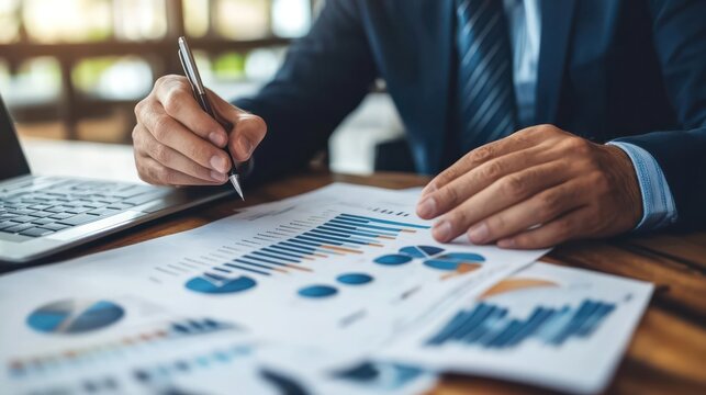 Financial advisors review clients' investment portfolios and discuss potential market opportunities.