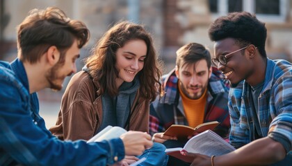 A Friends studying the Bible together The concept of dissemination of rice fields.