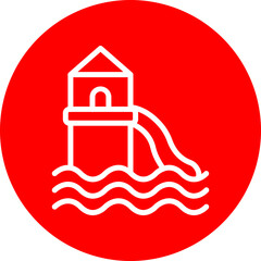 Water Slide Vector Line White Circle Red