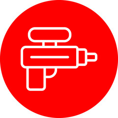 Water Gun Vector Line White Circle Red