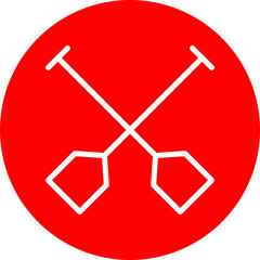 Paddle Boat Vector Line White Circle Red