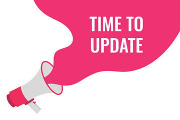 time to update button, banner, label, template for website. time to update text with colorful megaphone icon
