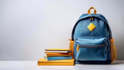 Mochila escolar con libros de regreso a clases