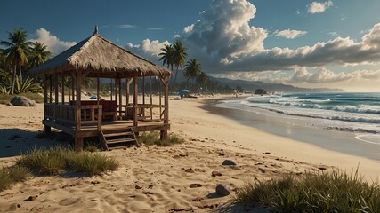 summer beach landscape sunset generate ai 