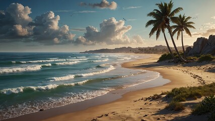 summer beach landscape sunset generate ai 