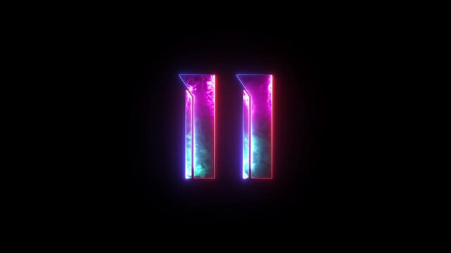 Glowing neon numeric number 11 animation. 4 color neon futuristic effect. Trendy glow lighting. 4K video animation