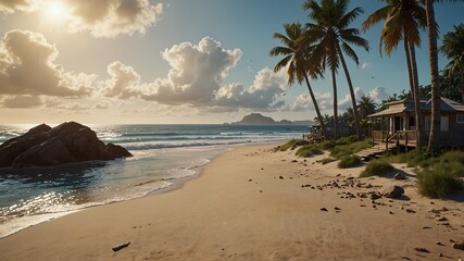summer beach landscape sunset generate ai 