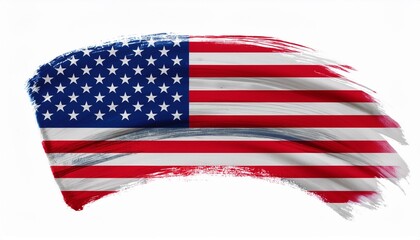 Obraz premium American Flag Brush Stroke: High-Quality PNG on White or Transparent Background