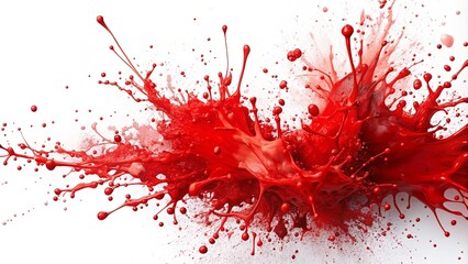 Vibrant red paint splatter on white background , vibrant, red, paint, splatter, abstract, texture, background, vivid, colorful