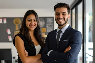 A Latin Lawyers Team Both genders smile at the camera. modern office background advertising scene