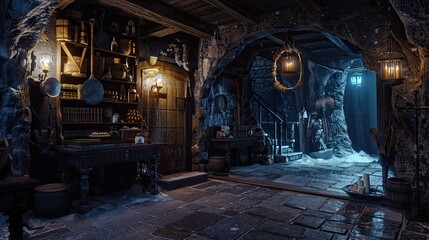 Fototapeta premium Old abandoned house in the dark