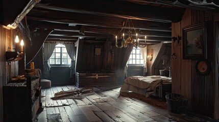 Old abandoned house in the dark