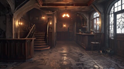 Old abandoned house in the dark