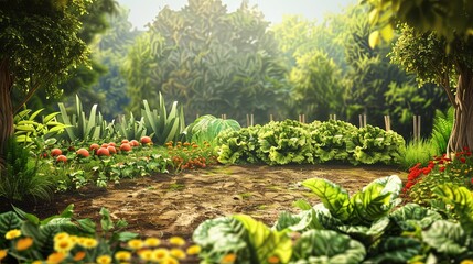 Vegetable garden in late summer background