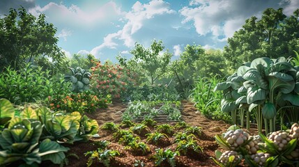 Vegetable garden in late summer background