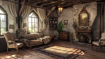 Fireplace in the old house