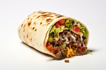 Fast Food Fusion Burrito , white background.
