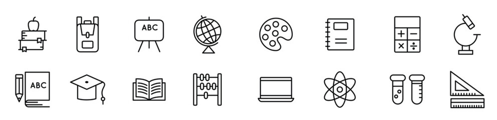 Education icon pack, outline icon style.