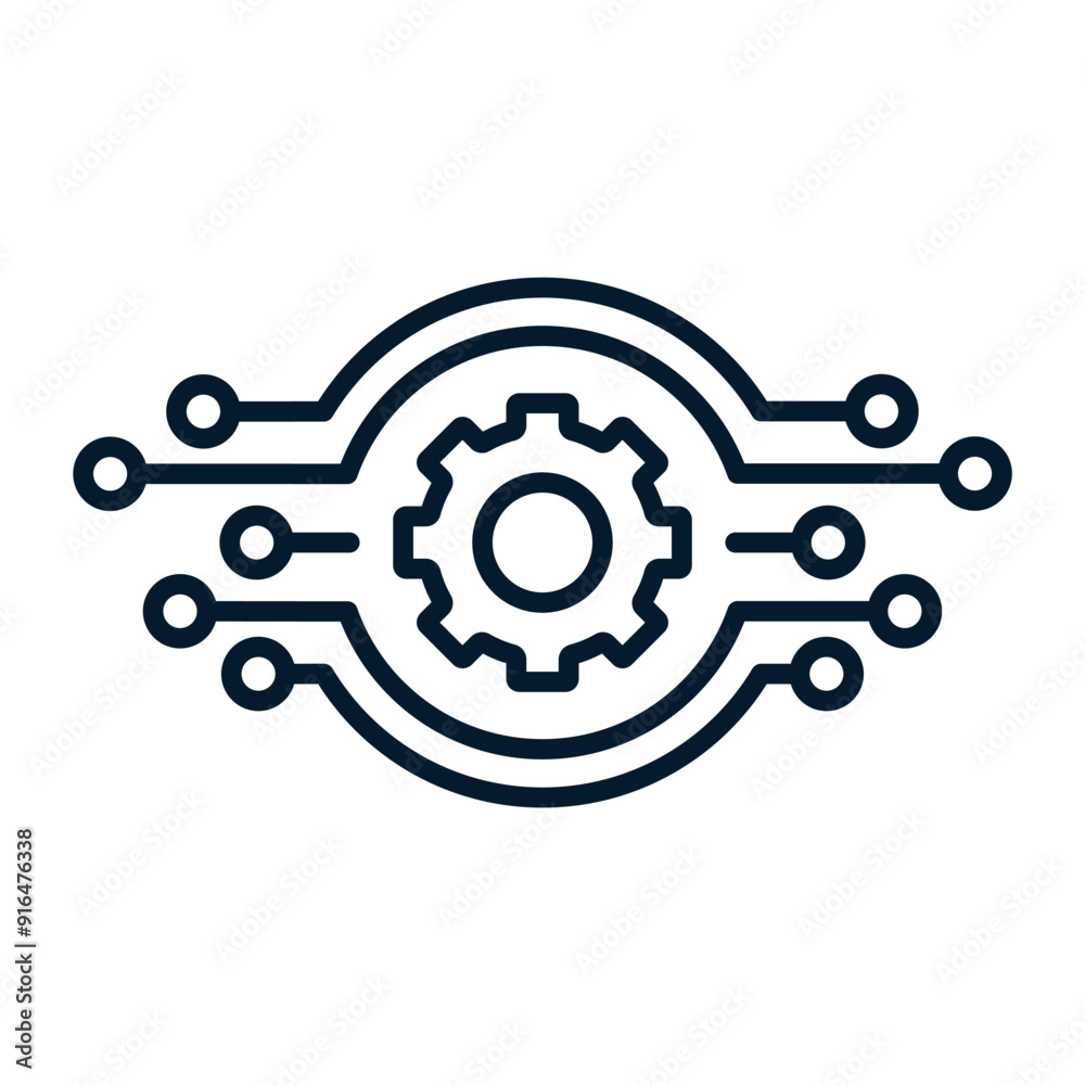 Wall mural electronic improvement of technical device. modernization. vector linear icon on white background