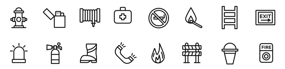 Fire department icon pack, with outline icon style.