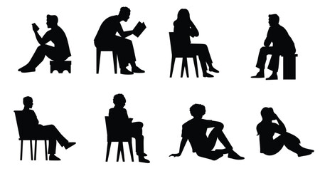 Flat design person sitting silhouette