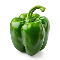 Fresh Green Bell Pepper Isolated on White Background.