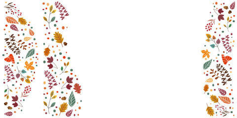 Colorful autumn leaves decoration pattern. Autumnal elements design background. Vector illustraiton.