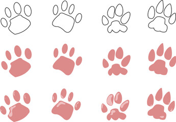cat paws, cat foot, Paw print, Paw icon. Vector illustration,