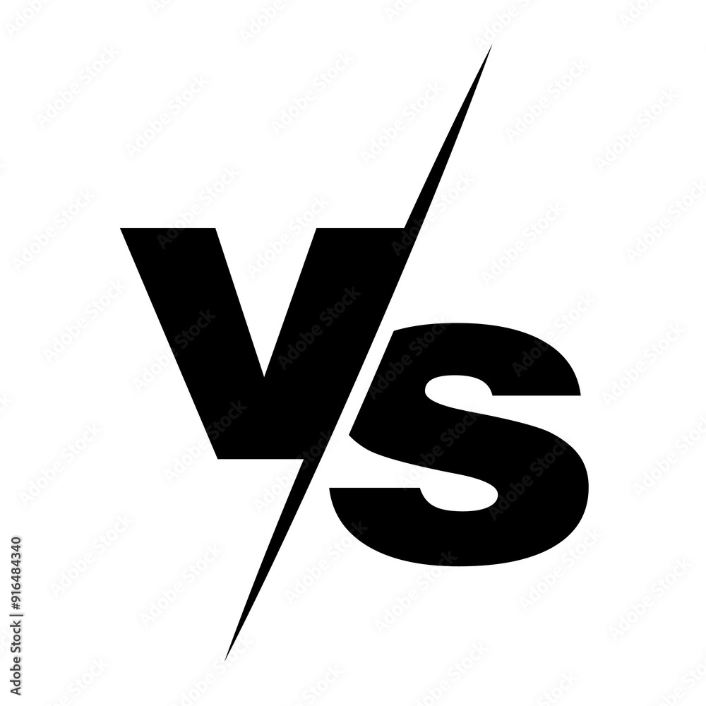 Fototapete vs versus letters vector logo icon isolated on white background. vs versus symbol for confrontation 