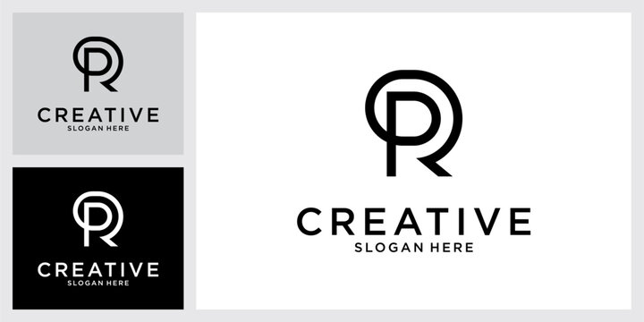 PR or RP initial letter logo design vector