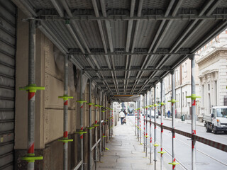 scaffolding for construction work in Turin