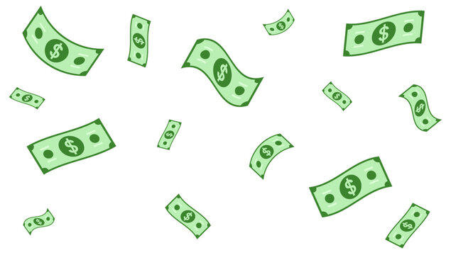 Falling dollars money border flat illustration 