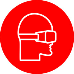 Virtual Reality Vector Line White Circle Red