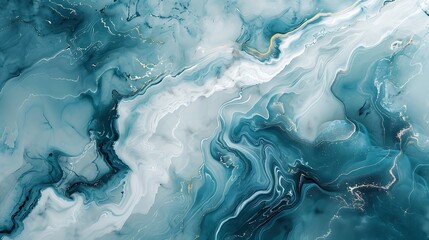 Obraz premium A background of marble swirls, elegant marble patterns with flowing lines, teal and white colors, delicate veining, smooth texture, tranquil feel, hd quality, natural look. --ar 16:9 --v 6.