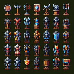 Pixel Art RPG Armor Stand Icons