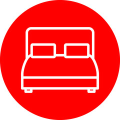 Double Bed Vector Line White Circle Red