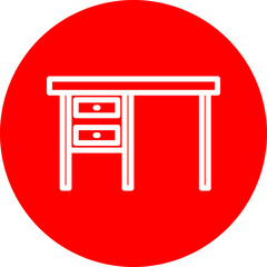 Desk Vector Line White Circle Red
