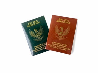 Indonesian marriage book on a white background.