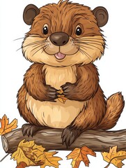 Cute Otter Sitting on a Log