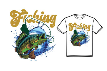 Stylish fishing t-shirt design and vector