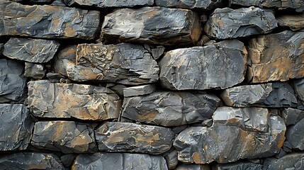 Fototapeta premium A background of stone wall texture, rough stone surfaces with natural irregularities, grey and brown tones, rustic and ancient look, hd quality, natural look. --ar 16:9 --v 6.0 --s 250 --style raw