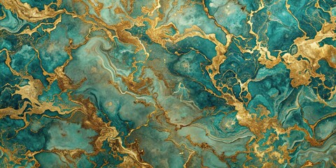 Obraz premium Marbled gold and teal textured surface with intricate patterns , texture, surface, marbled, gold, teal, intricate, pattern