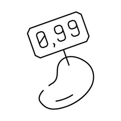 price tag on mango line icon vector. price tag on mango sign. isolated contour symbol black illustration