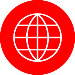 Globe Vector Line White Circle Red