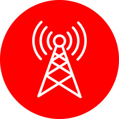 Ground Station Vector Line White Circle Red