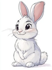 Fototapeta premium Adorable White Rabbit with Big Eyes